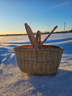 Double-Lid Wicker Picnic Basket