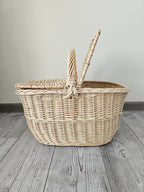 Double-Lid Wicker Picnic Basket