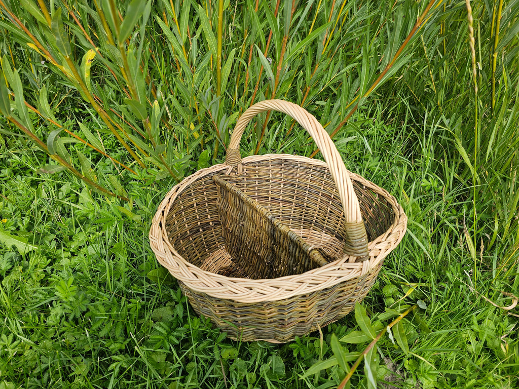 Wicker Picnic Basket with Divider — another view
