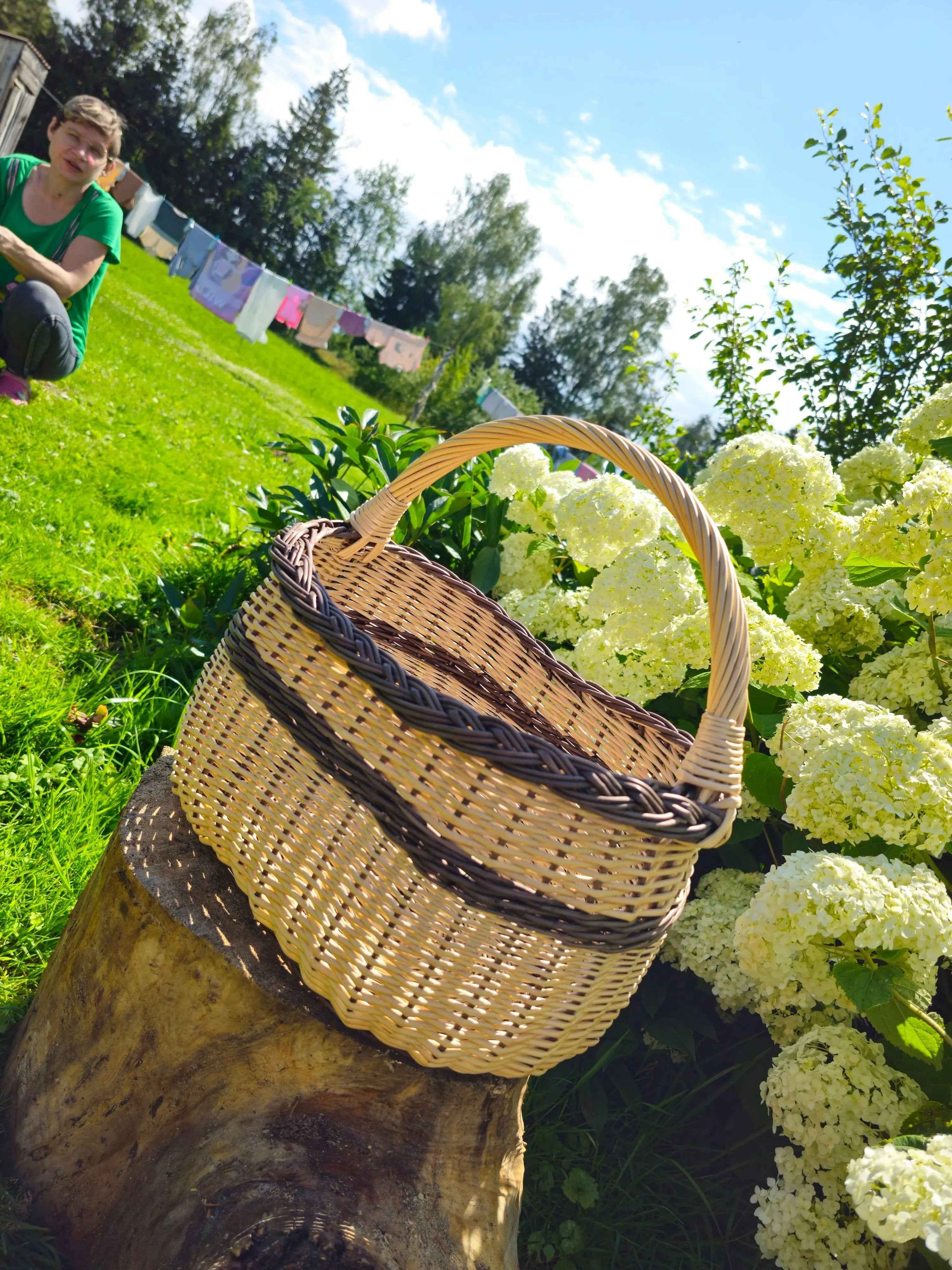 Wicker basket 018b - NaturelyWoven wicker - handmade