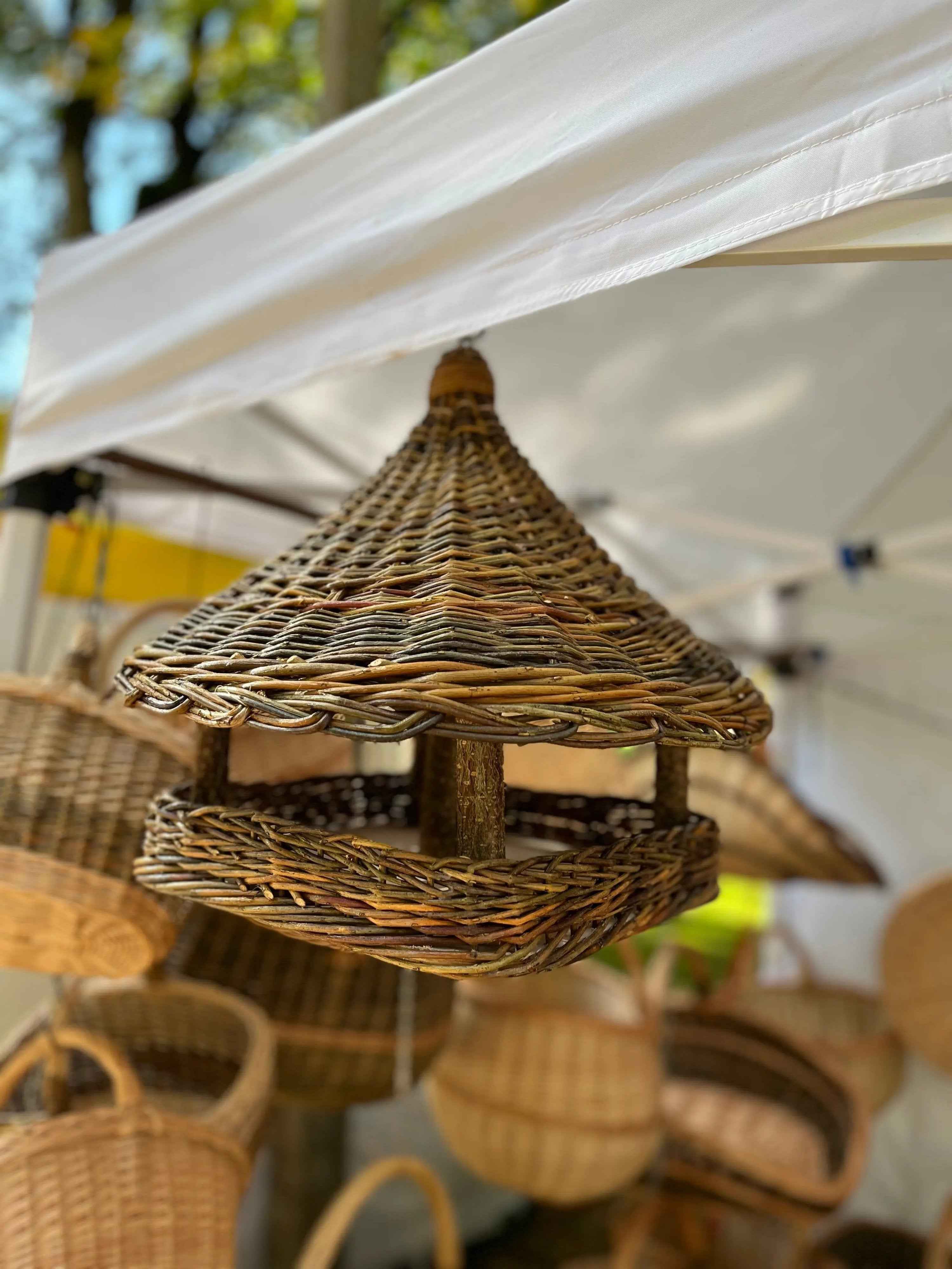 Wicker bird feeder 014b - NaturelyWoven wicker - handmade