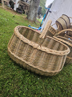Round Willow Harvest Basket — unpeeled/gold 2