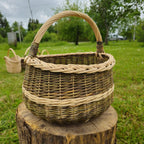 Round Willow Mushroom Basket — unpeeled/gold