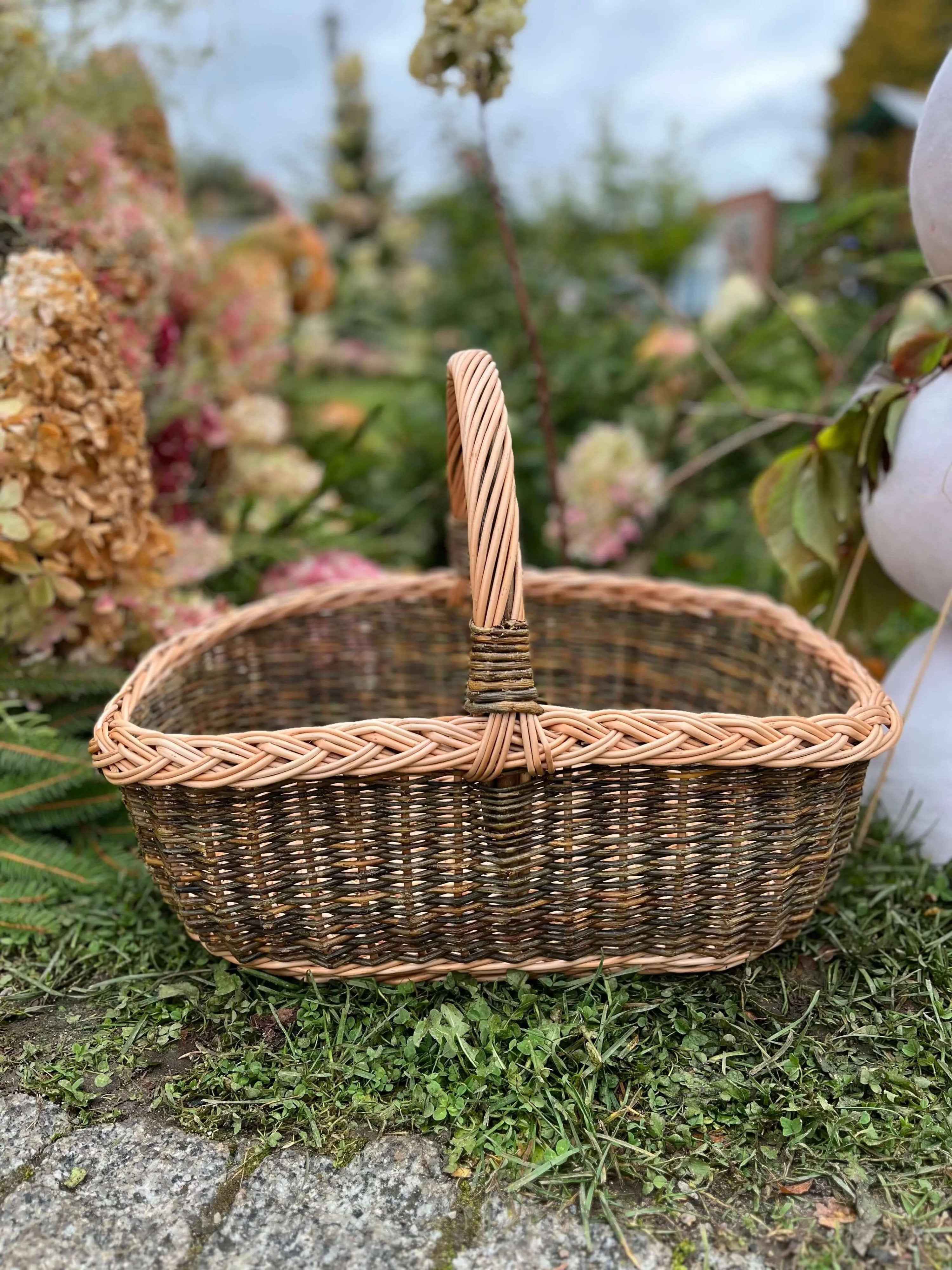 Handwoven Wicker Basket in Unpeeled/Brown — handmade wicker basket