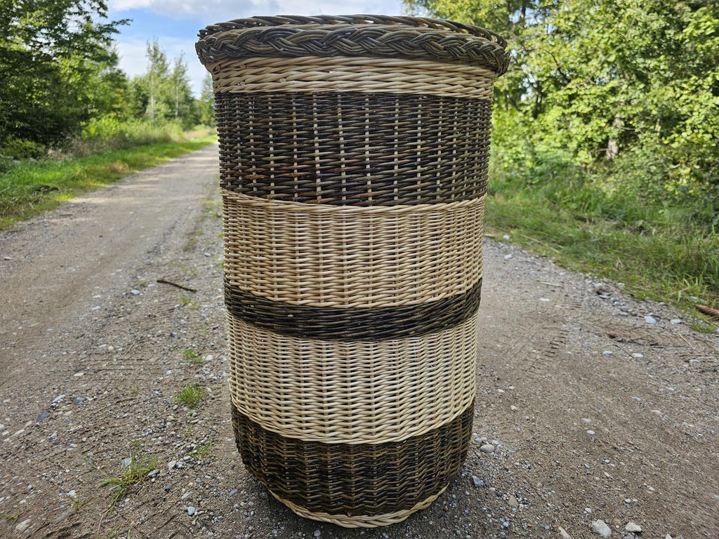 Tall Wicker Laundry Hamper / Bottle Bin — wicker basket, view 9