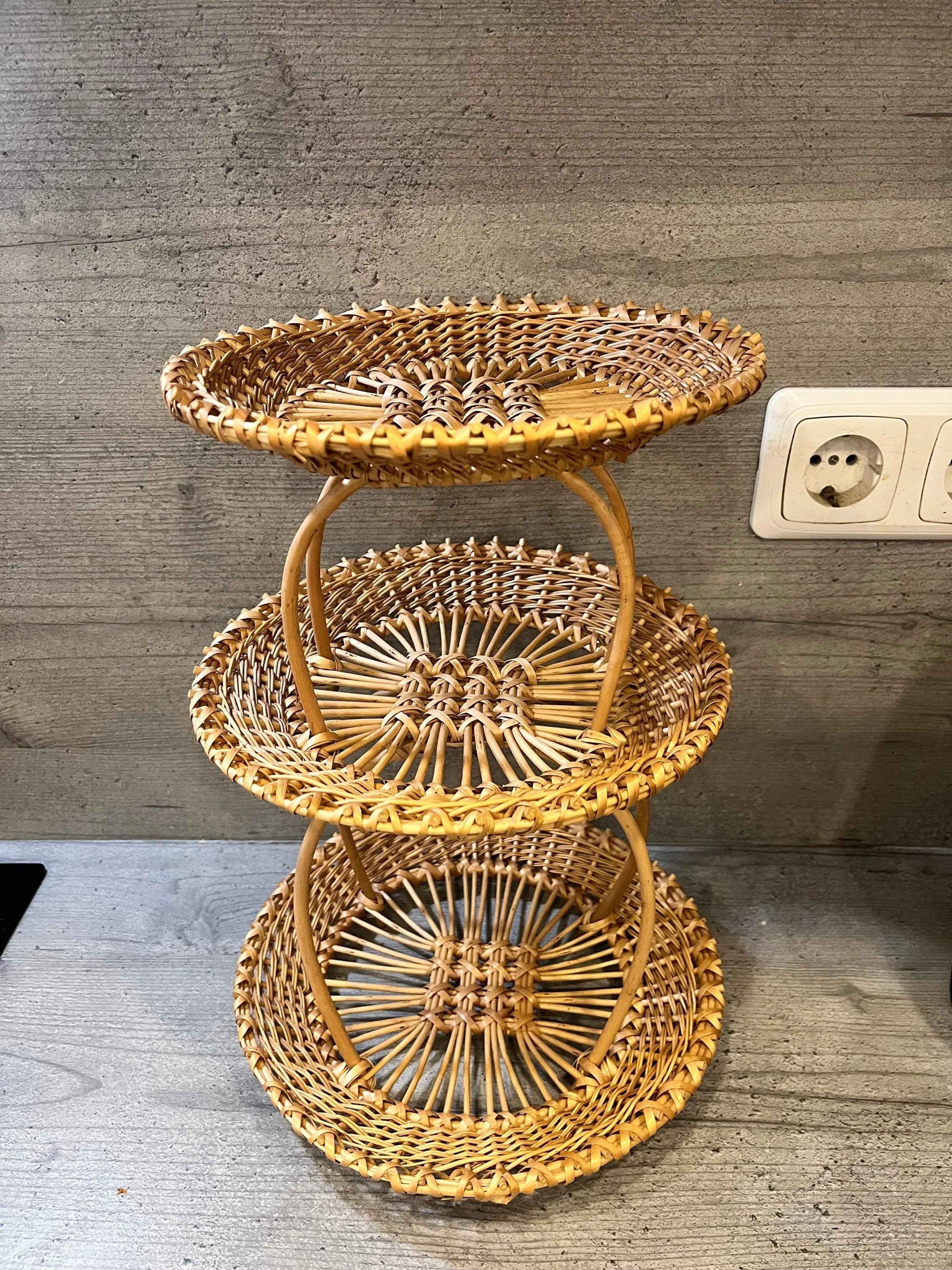 Three-Tier Wicker Display Stand — display stand, view 3