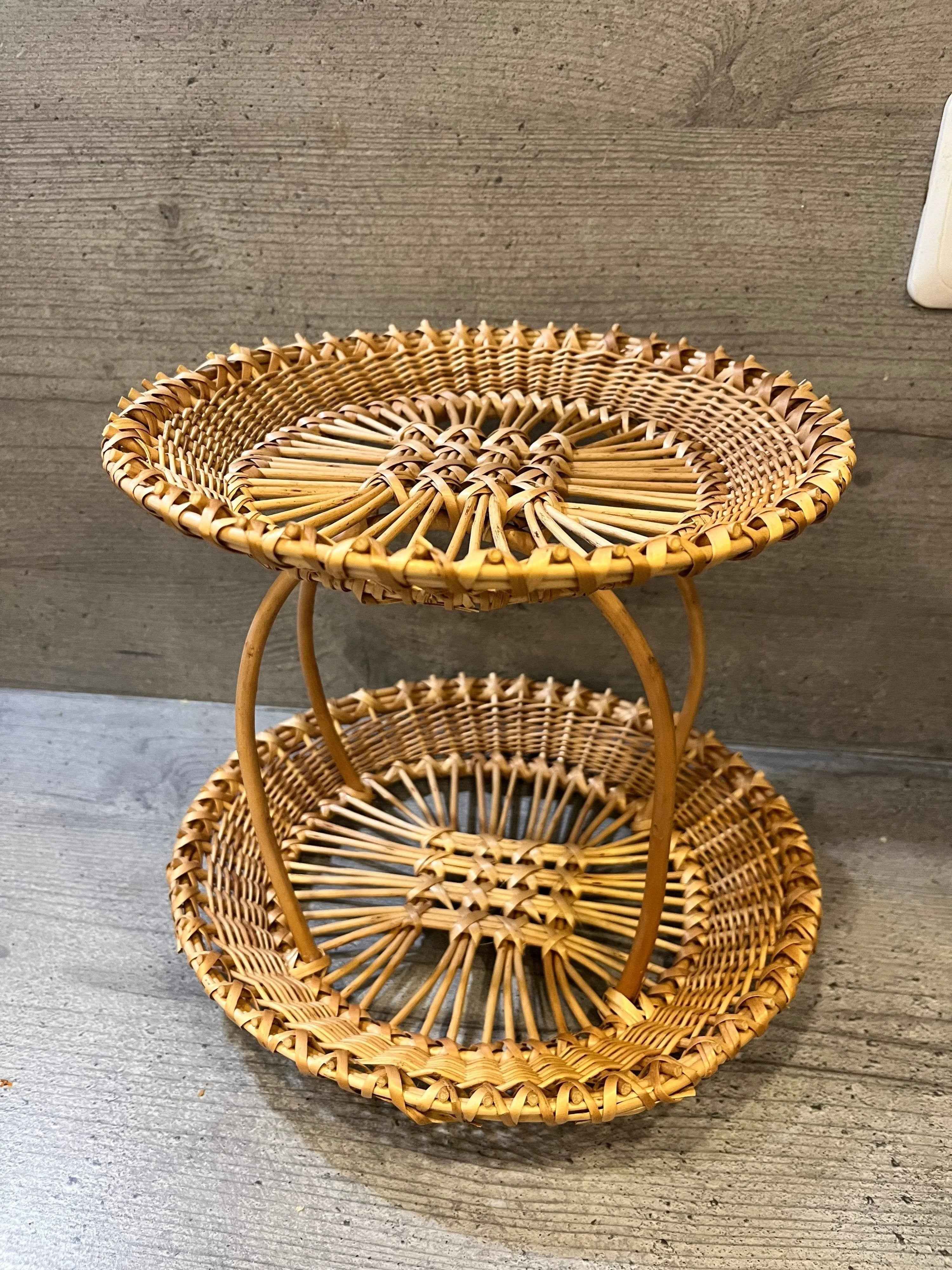 Three-Tier Wicker Display Stand in Two-Tier — handmade display stand