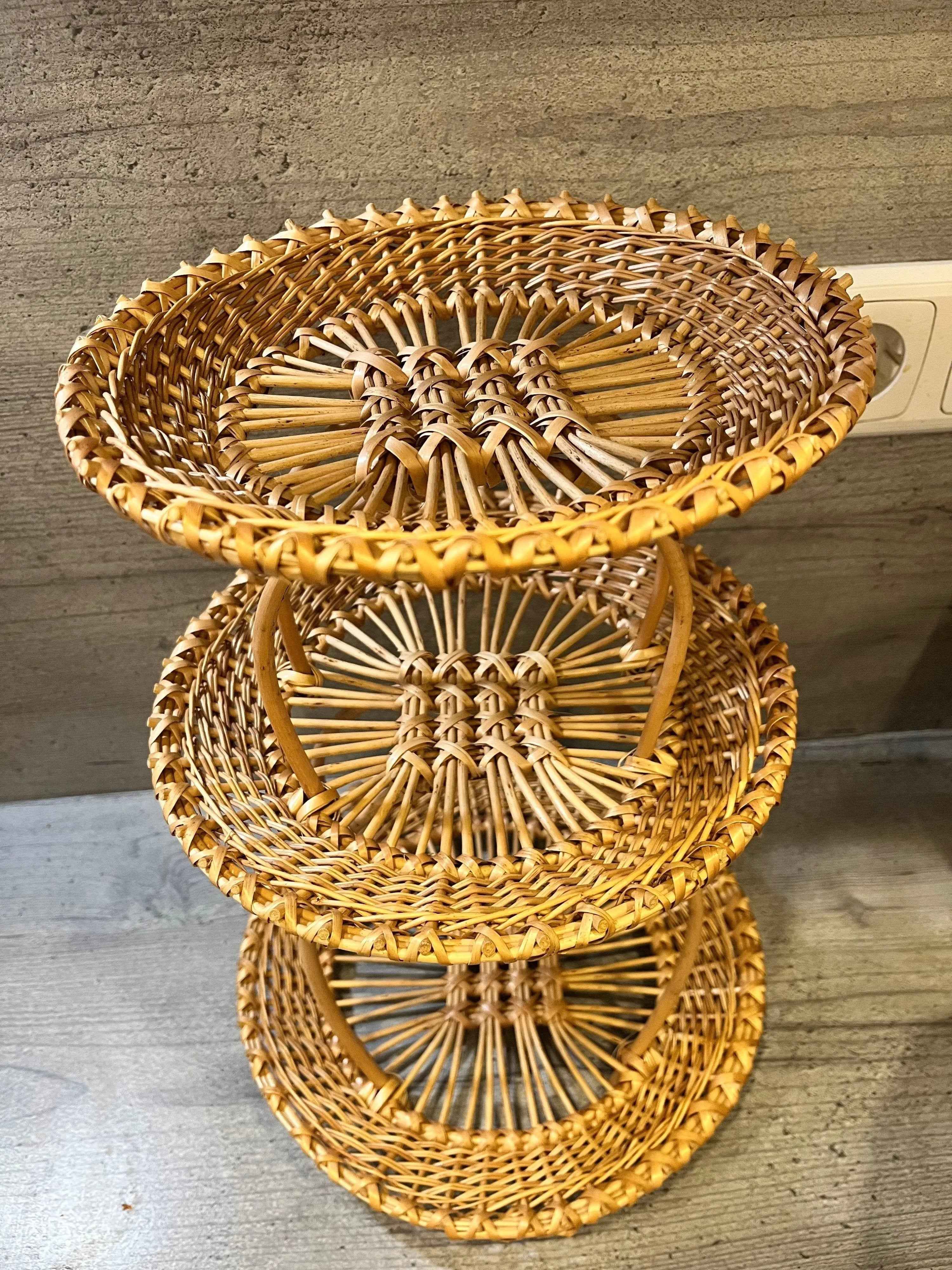 Three-Tier Wicker Display Stand in Three-Tier — handmade display stand