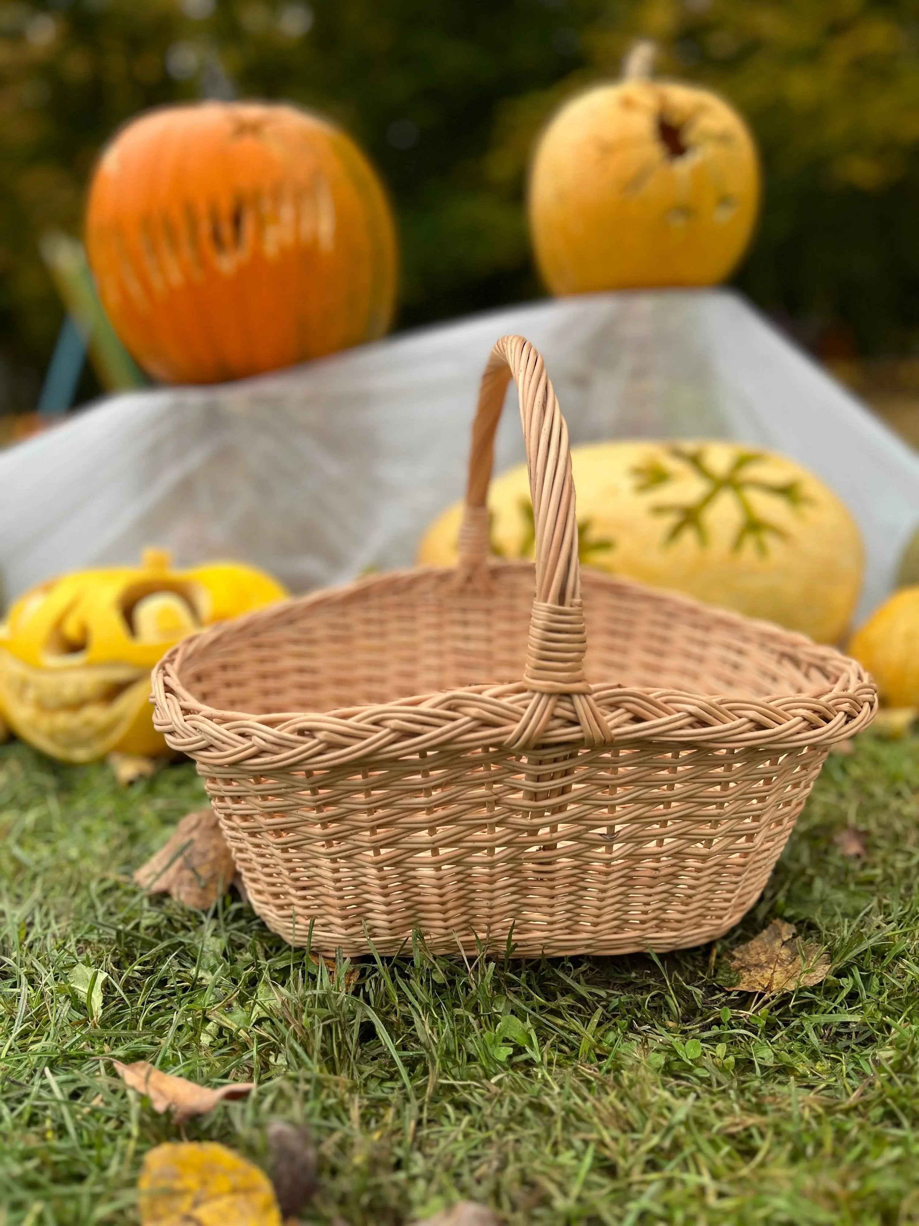 Wicker Kitchen Basket in Gold — handmade wicker basket