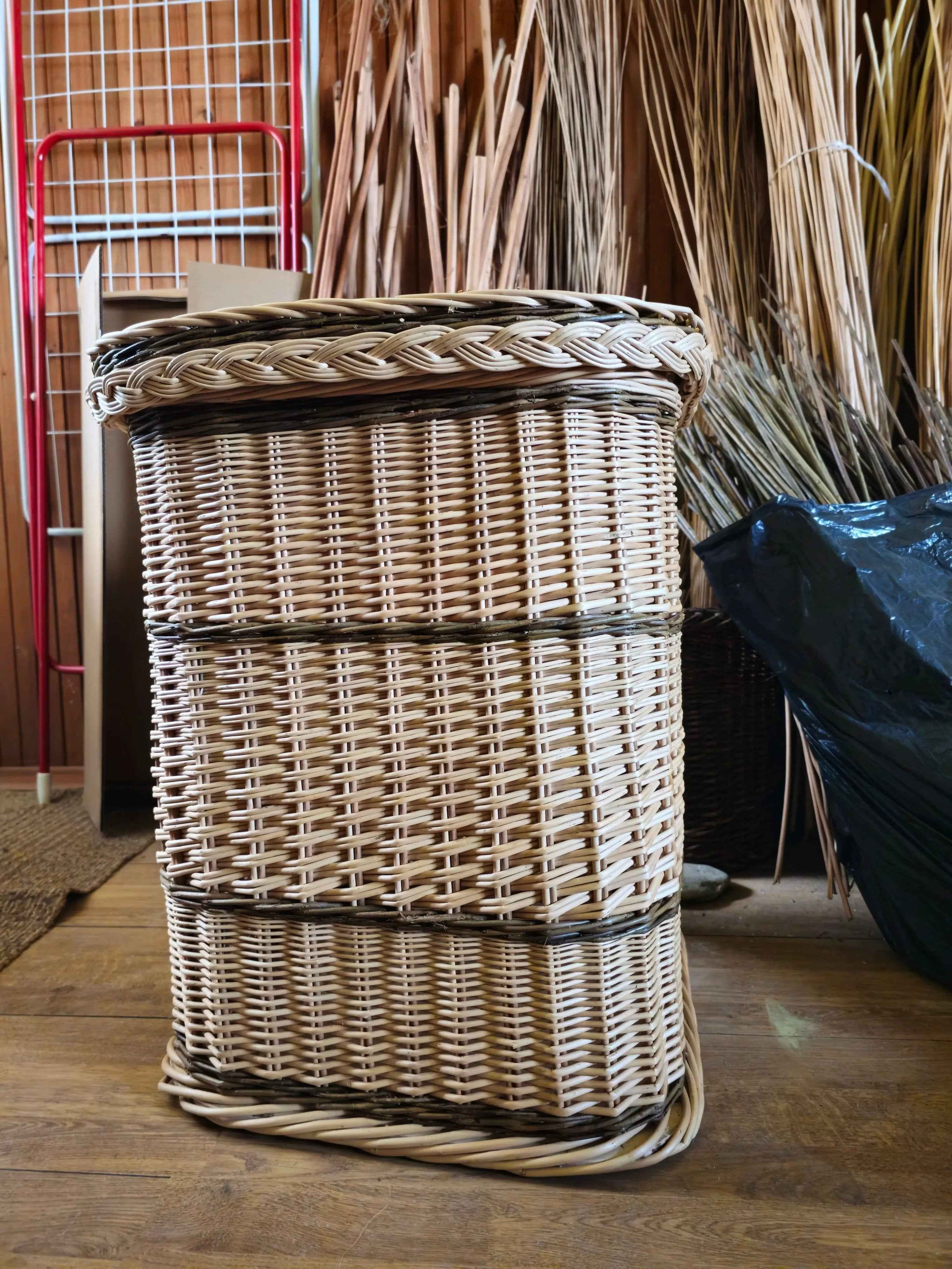 Wicker laundry basket 035r - NaturelyWoven wicker - handmade